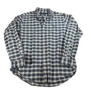 VTG Ralph Lauren mens blue green plaid button down. Size L. office, preppy